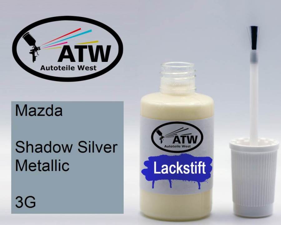 Mazda, Shadow Silver Metallic, 3G: 20ml Lackstift, von ATW Autoteile West.